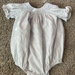 Petit Bebe Baby Blue And White 12 month Bubble Smock